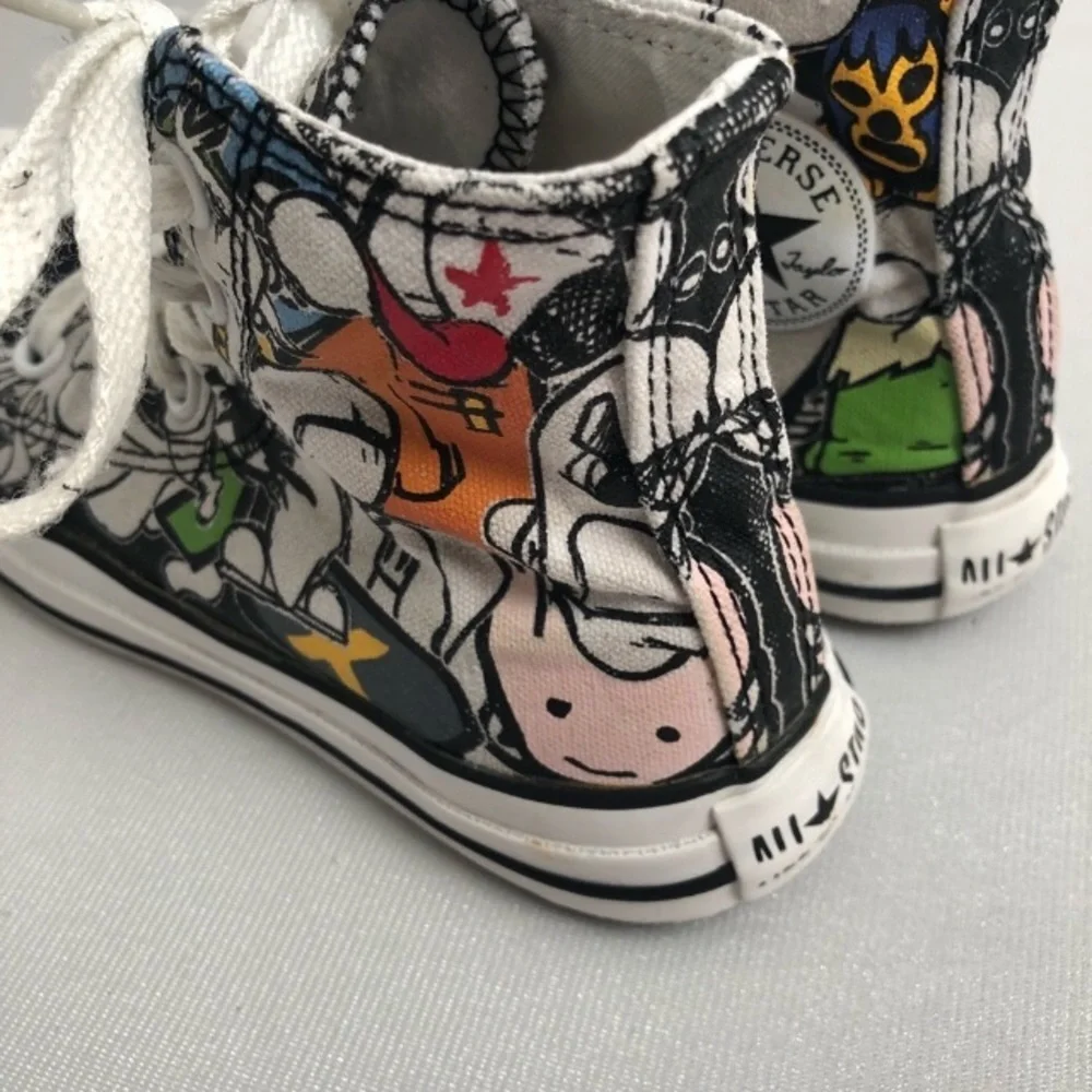 Converse white multicolor cartoon print unisex high top sneakers